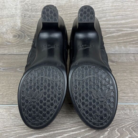 Dansko Buffy Women’s ask 8.5-9/EU 39 Black Leather Slouch Zip Ankle Boots - Picture 7 of 12